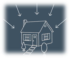 A drawing of a house with arrows pointing to the side AI-generated content may be incorrect.